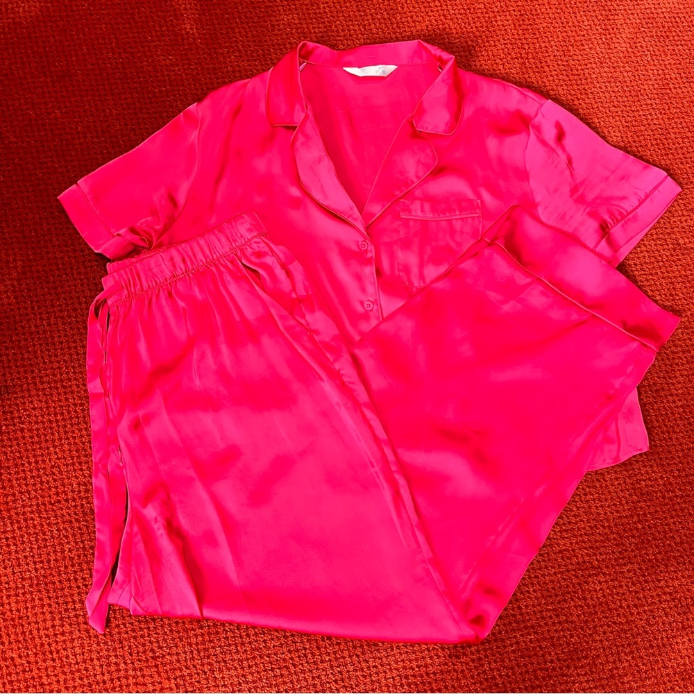 Primark hot pink pajama set , size large